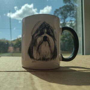 Shi Tzu themed  porcelain coffee mug new
